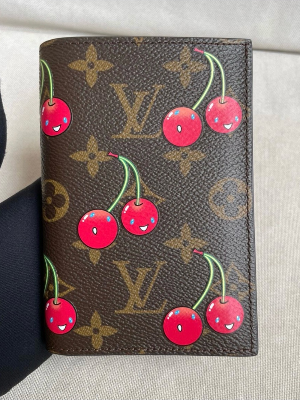 Louis Vuitton Monogram Cherry Passport Cover - Brown with Red Accents - Picture 2 of 5